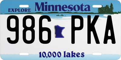 MN license plate 986PKA
