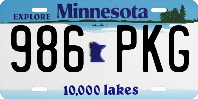 MN license plate 986PKG