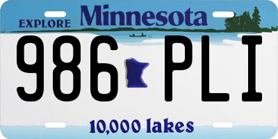 MN license plate 986PLI