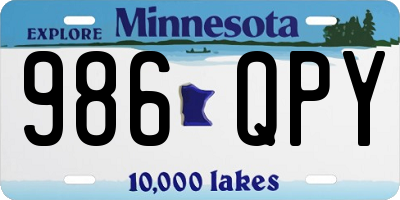 MN license plate 986QPY
