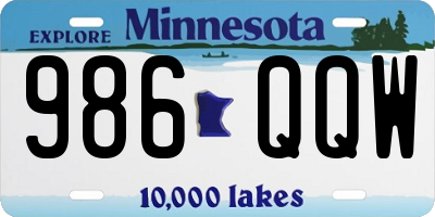 MN license plate 986QQW