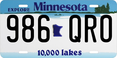 MN license plate 986QRO