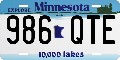 MN license plate 986QTE