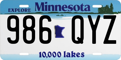 MN license plate 986QYZ