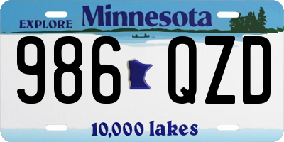 MN license plate 986QZD