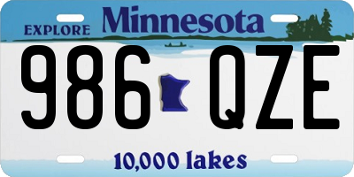 MN license plate 986QZE