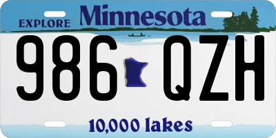 MN license plate 986QZH