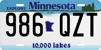 MN license plate 986QZT