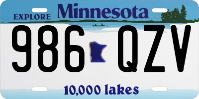 MN license plate 986QZV