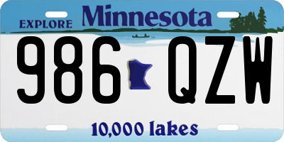 MN license plate 986QZW