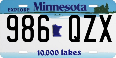 MN license plate 986QZX