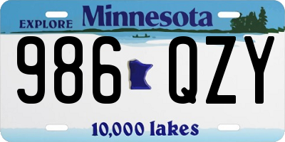 MN license plate 986QZY