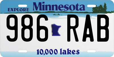 MN license plate 986RAB