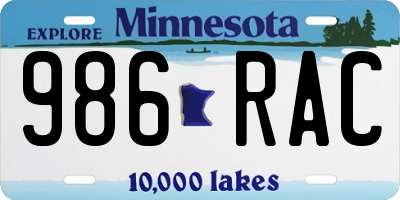 MN license plate 986RAC