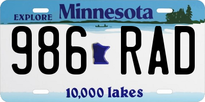 MN license plate 986RAD