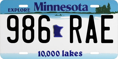 MN license plate 986RAE