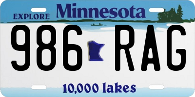 MN license plate 986RAG