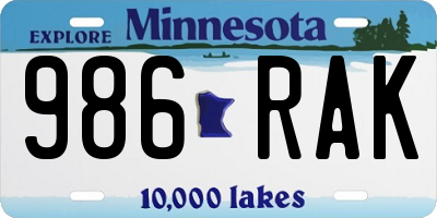 MN license plate 986RAK