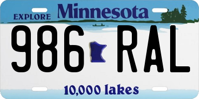 MN license plate 986RAL