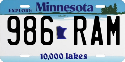 MN license plate 986RAM