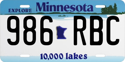 MN license plate 986RBC