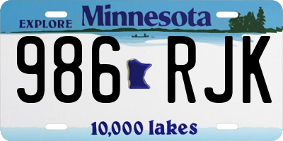 MN license plate 986RJK
