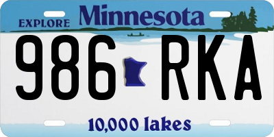 MN license plate 986RKA