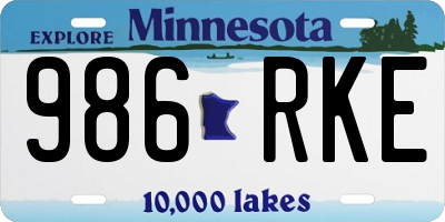 MN license plate 986RKE
