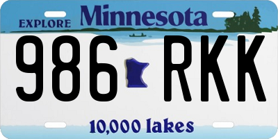 MN license plate 986RKK