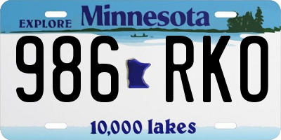 MN license plate 986RKO