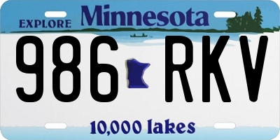 MN license plate 986RKV