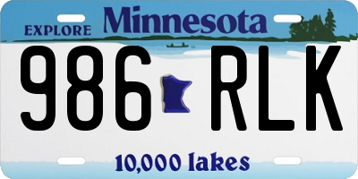 MN license plate 986RLK