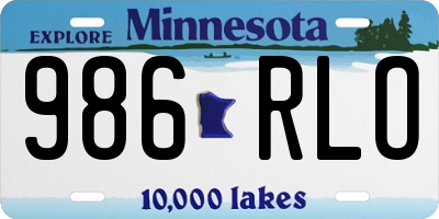 MN license plate 986RLO