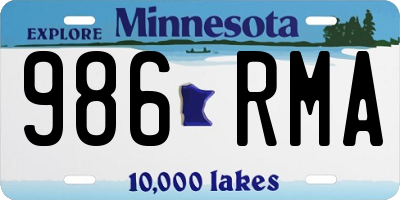 MN license plate 986RMA