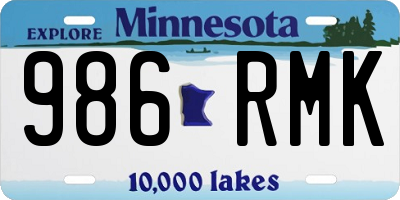 MN license plate 986RMK