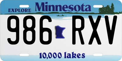 MN license plate 986RXV