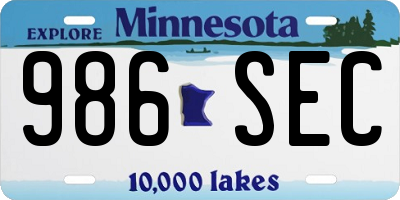 MN license plate 986SEC