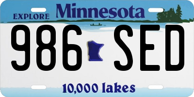 MN license plate 986SED