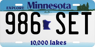 MN license plate 986SET
