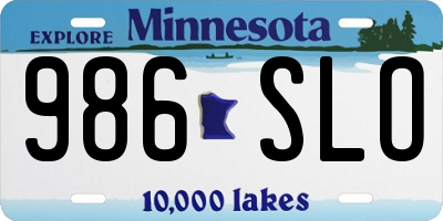 MN license plate 986SLO