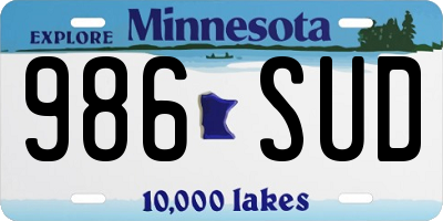 MN license plate 986SUD
