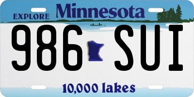 MN license plate 986SUI