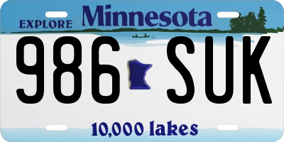 MN license plate 986SUK