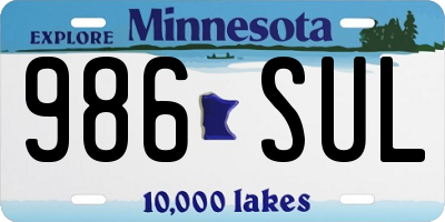 MN license plate 986SUL