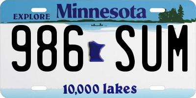 MN license plate 986SUM