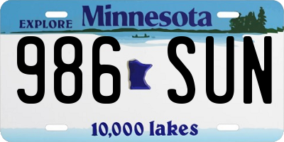 MN license plate 986SUN
