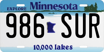 MN license plate 986SUR