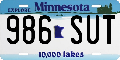 MN license plate 986SUT