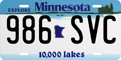 MN license plate 986SVC