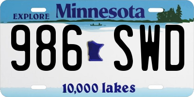MN license plate 986SWD